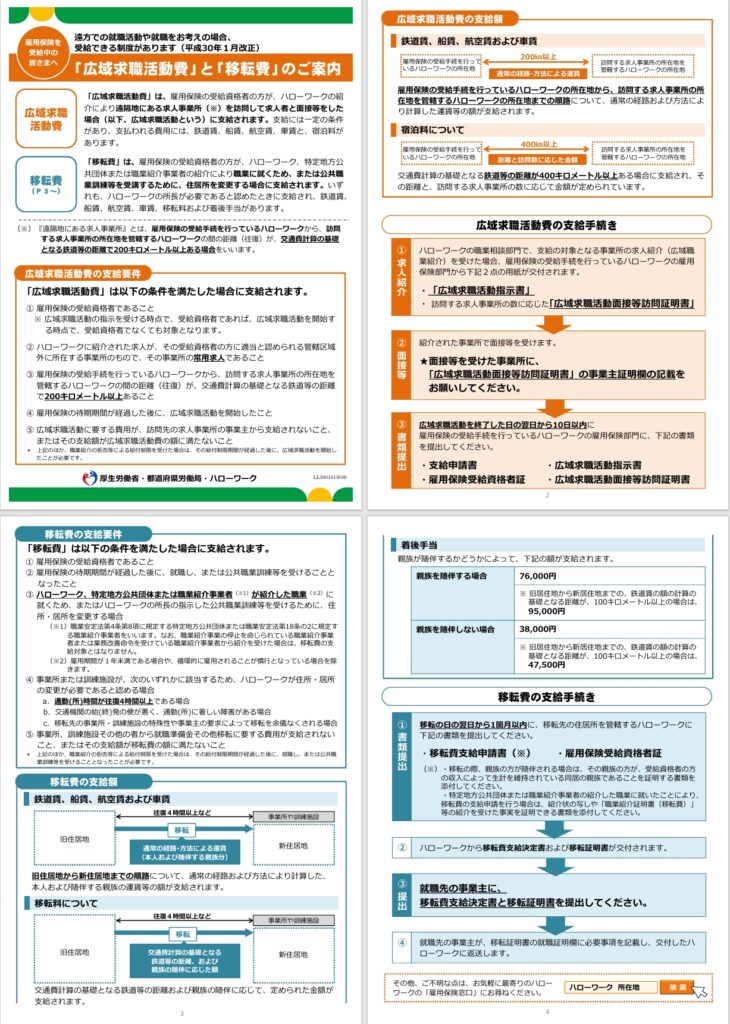 広域求職活動費と移転費説明文書